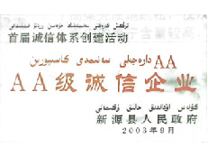 1999年被新源县经贸委评为“先进企业”